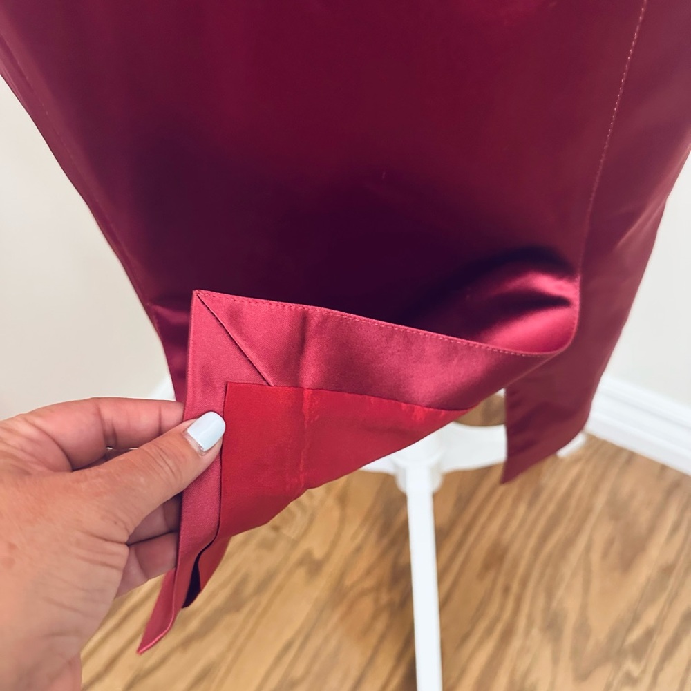 Burberry Burgundy Satin Midi Dress - Picture 11 of 15